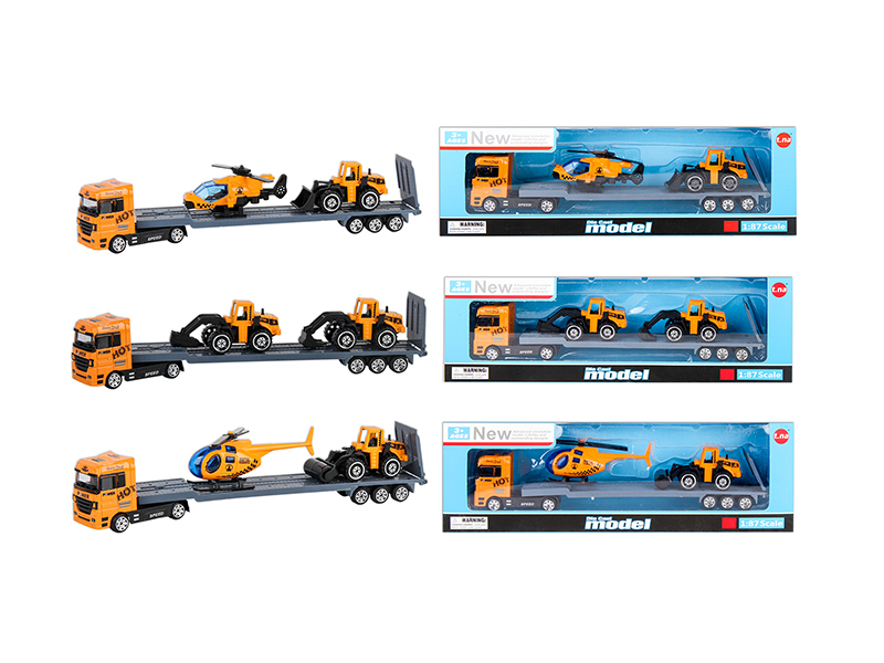 Alloy European Style Tow Truck With 2 Engineering Trucks