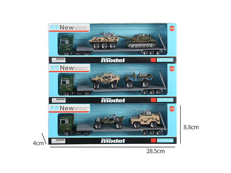 Alloy European Style Tow Truck With 2 Military Trucks
