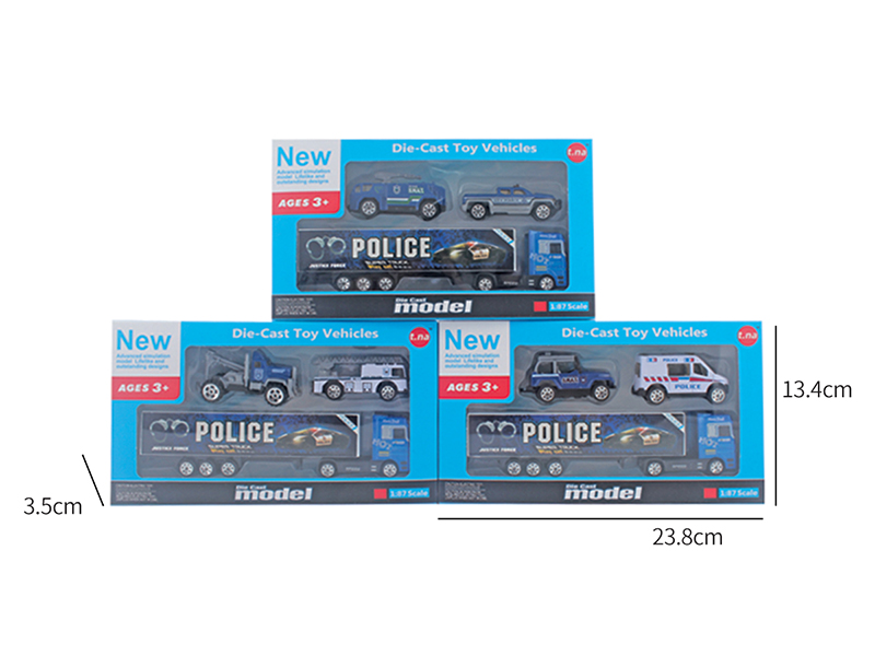 Alloy European Style Tow Truck With 2 Police Cars