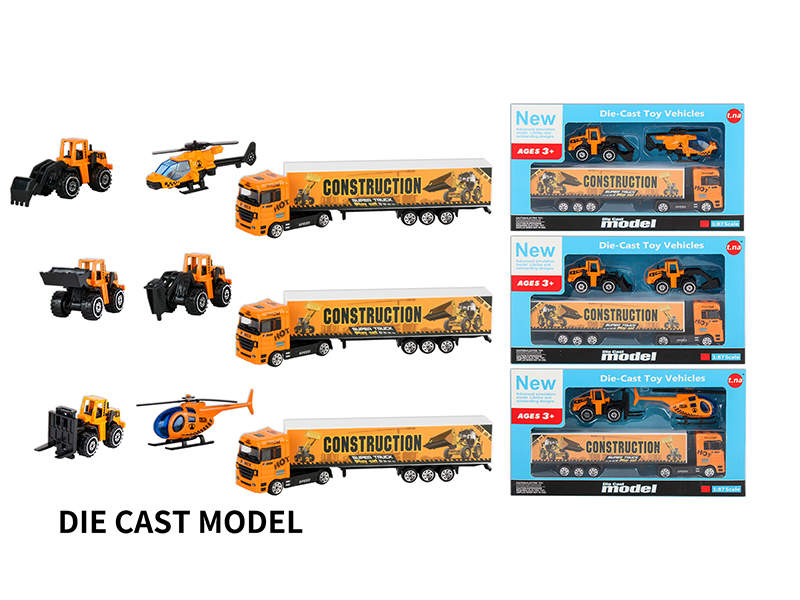 Alloy European Style Tow Truck With 2 Engineering Trucks