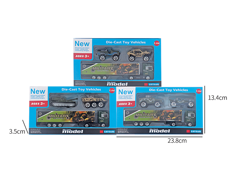 Alloy European Style Tow Truck With 2 Military Trucks