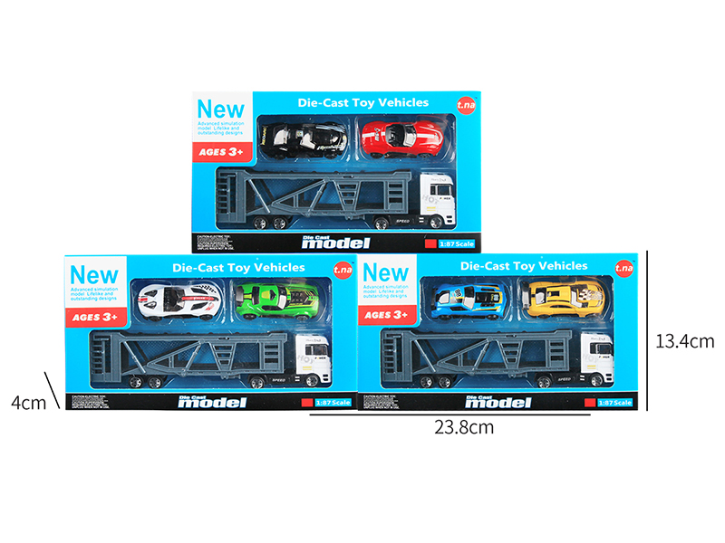 Alloy European Style Transport Vehicle With 2 Sports Cars