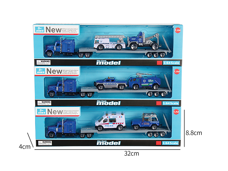 Alloy American Style Tow Truck With 2 Police Cars