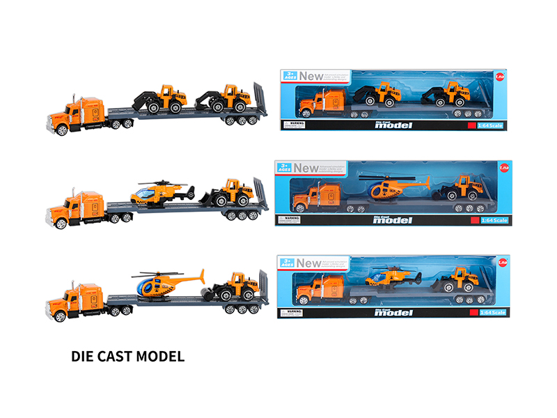 Alloy American Style Tow Truck With 2 Engineering Trucks
