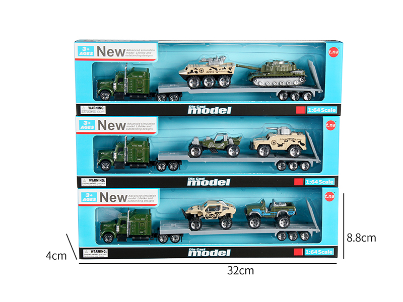 Alloy American Style Tow Truck With 2 Military Trucks