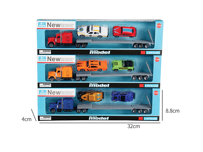 Alloy American Style Tow Truck With 2 Vintage Cars