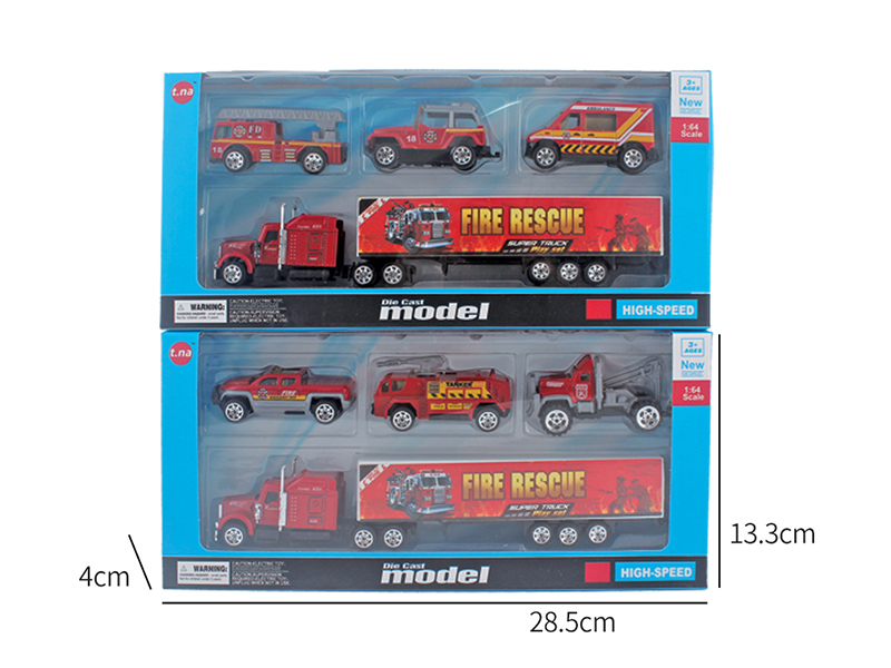 Slide Container Car With 3 Fire Engine