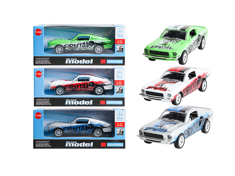 1:32 Mustang Open Doors Pull Back Alloy Car