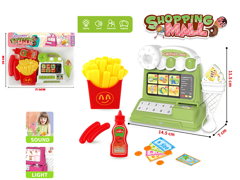 Cash Register With Lights And Music + Food Set