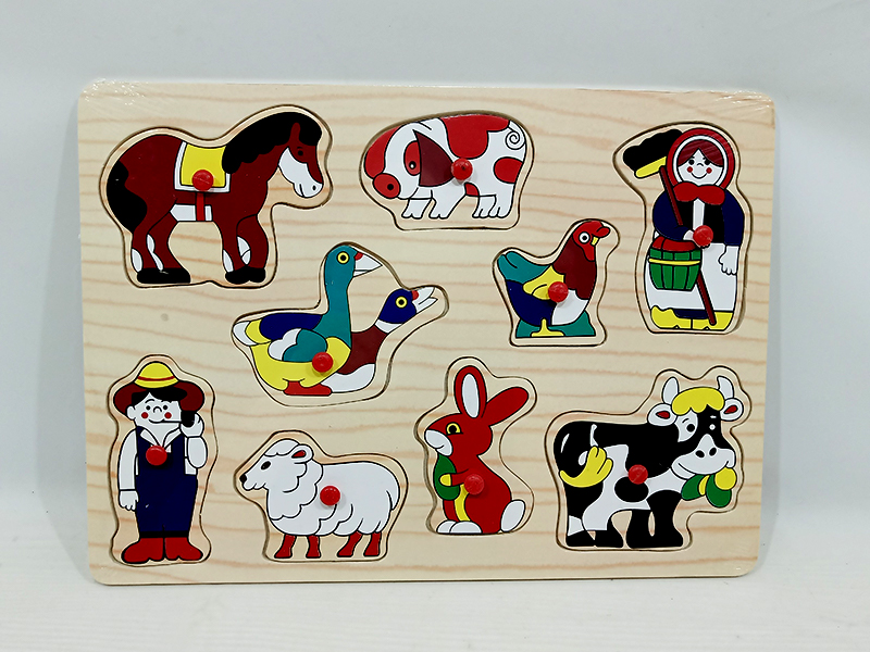 Wooden Cartoon Ranch Hand Grab Puzzle