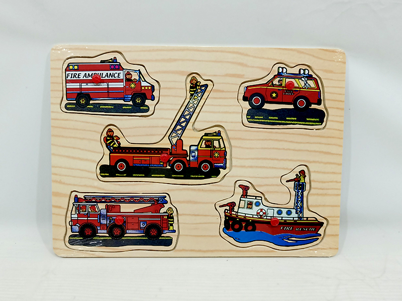 Wooden Fire Engine Hand Grab Puzzle