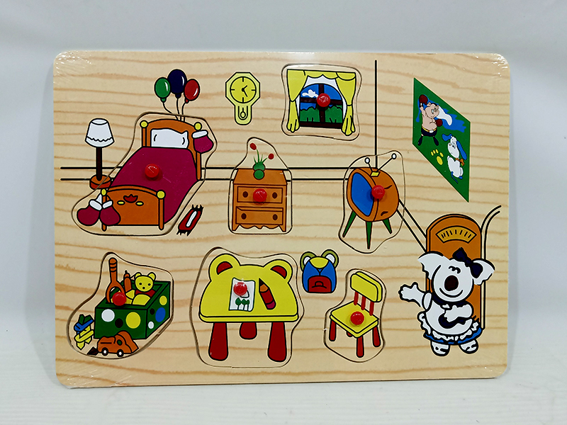 Wooden Cartoon Furniture Hand Grab Puzzle