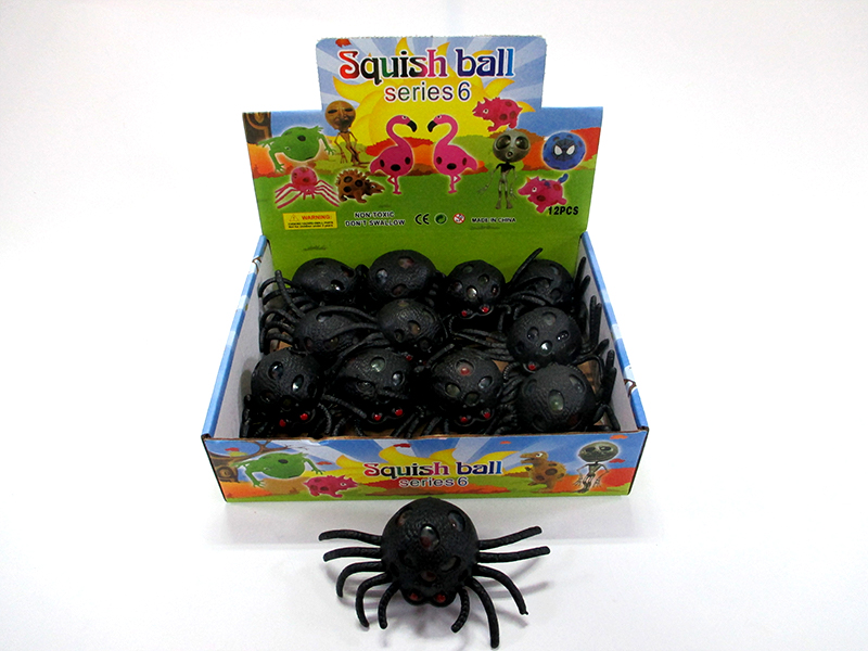 12Pcs Black Spider Colorful Ball