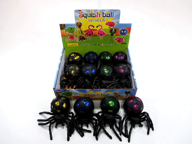 12Pcs Colorful Black Spider Colorful Ball