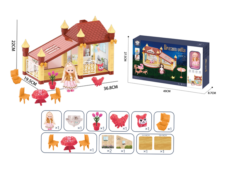 59PCS DIY Assembled Villa Set With Light And Music