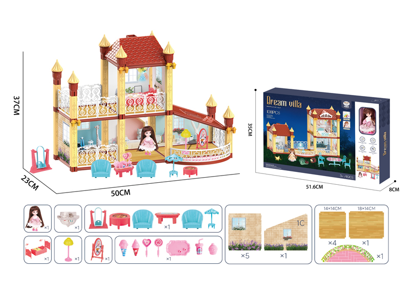 120PCS DIY Assembled Villa Set With Light And Music