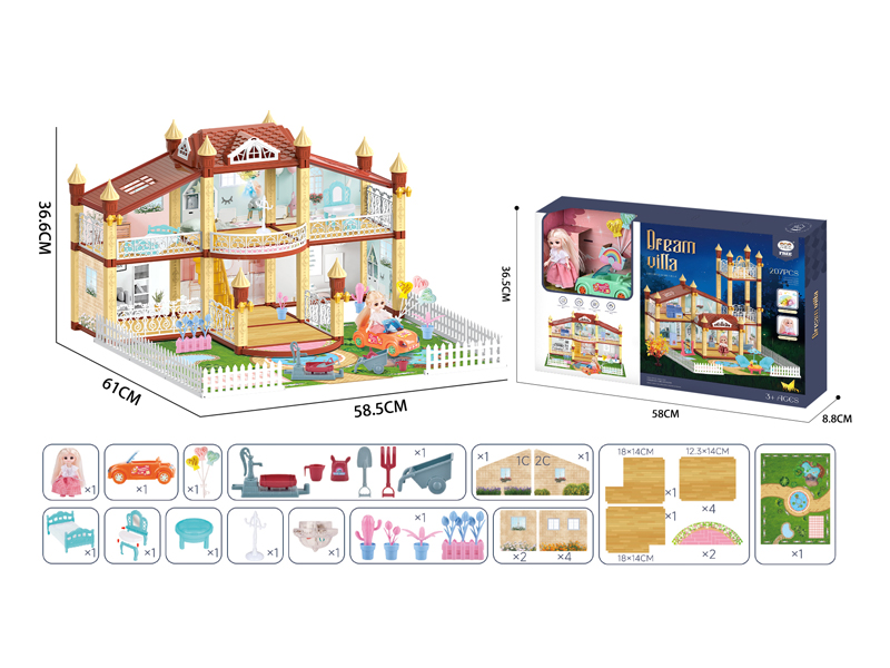 176PCS DIY Assembled Villa Set With Light And Music
