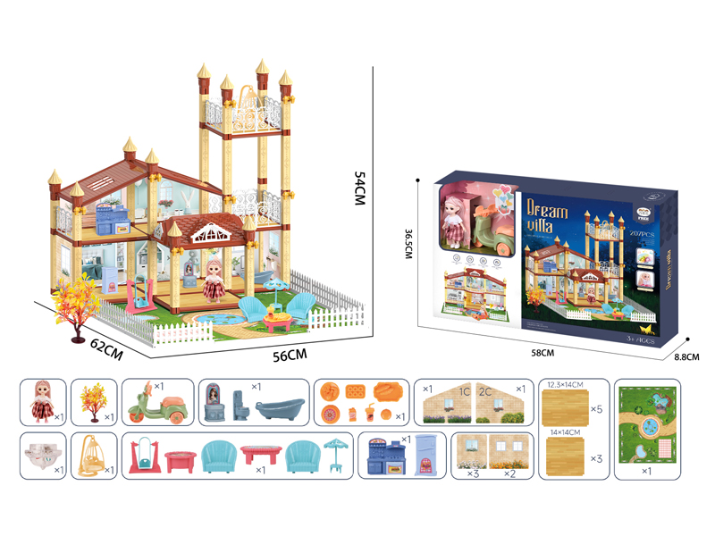 207PCS DIY Assembled Villa Set With Light And Music