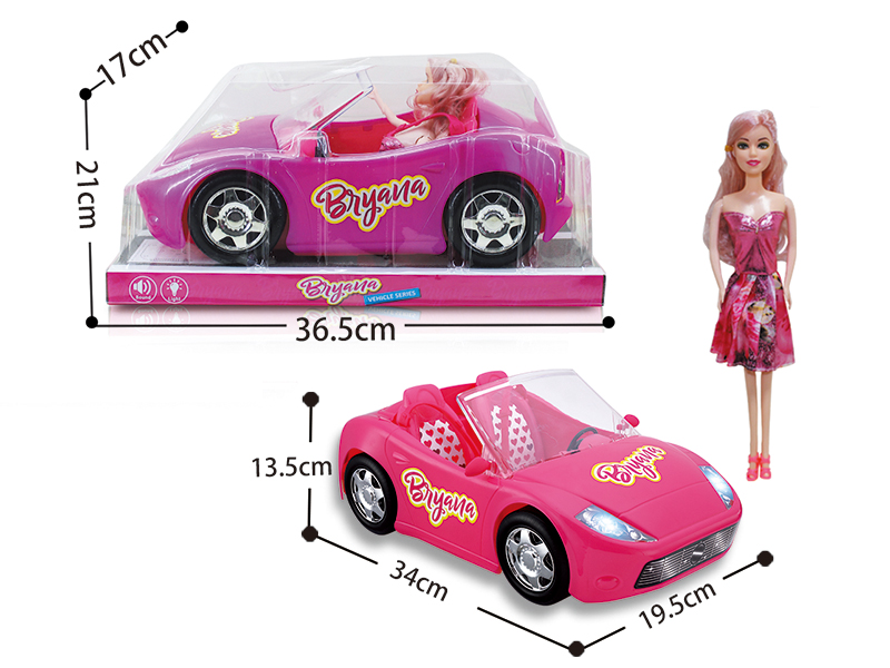Slide Convertible Car Girl Doll Toy Set(Lights,Music)