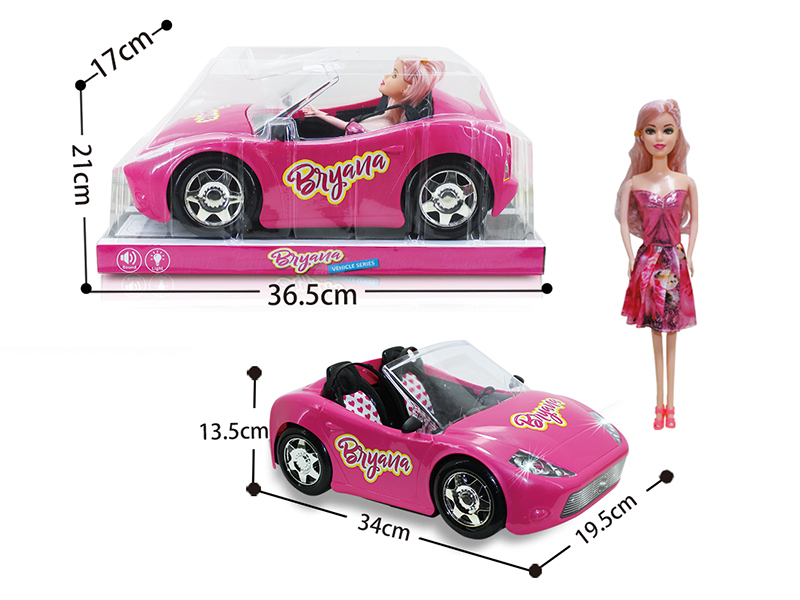 Slide Convertible Car Girl Doll Toy Set(Lights,Music)