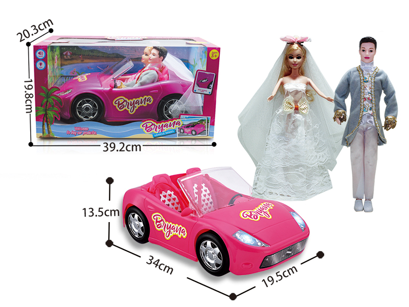 Slide Convertible Car With Dolls(Lights,Music)