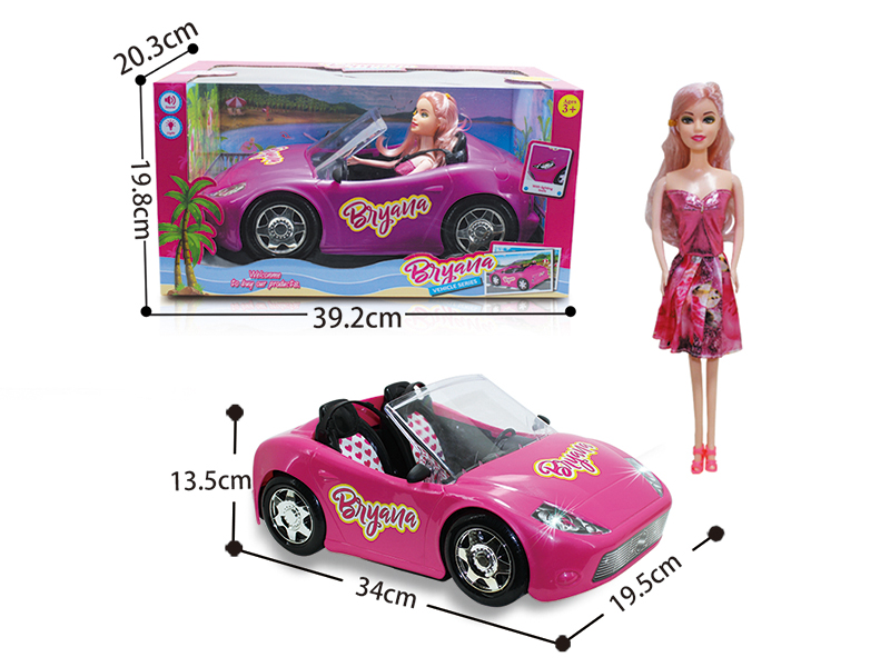 Slide Convertible Car Girl Doll Toy Set(Lights,Music)