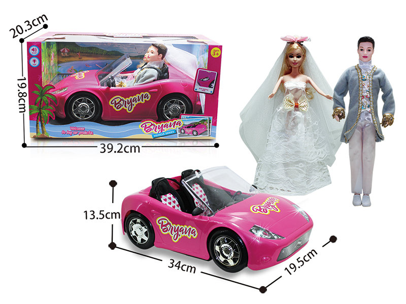 Slide Convertible Car With Dolls(Lights,Music)