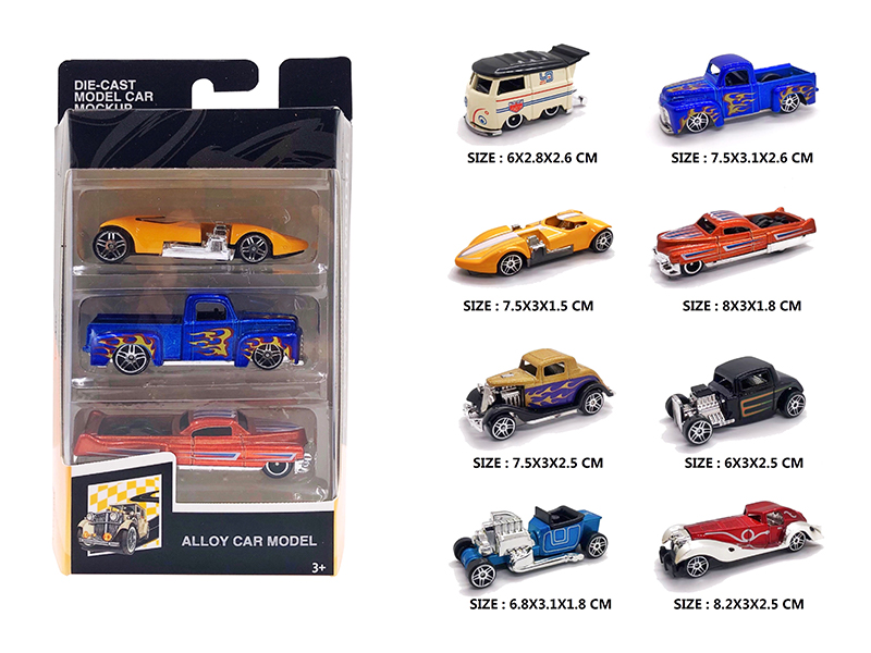 3PCS 1:64 Alloy Slide Vintage Car