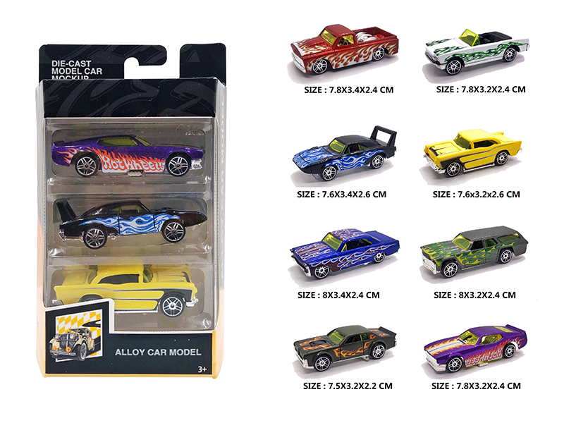 3PCS 1:64 Alloy Slide Muscle Car