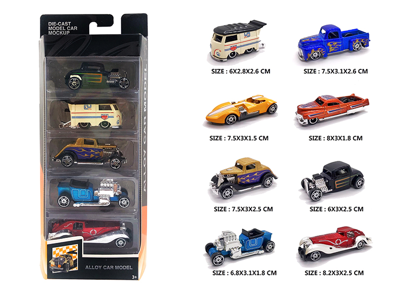 5PCS 1:64 Alloy Slide Vintage Car