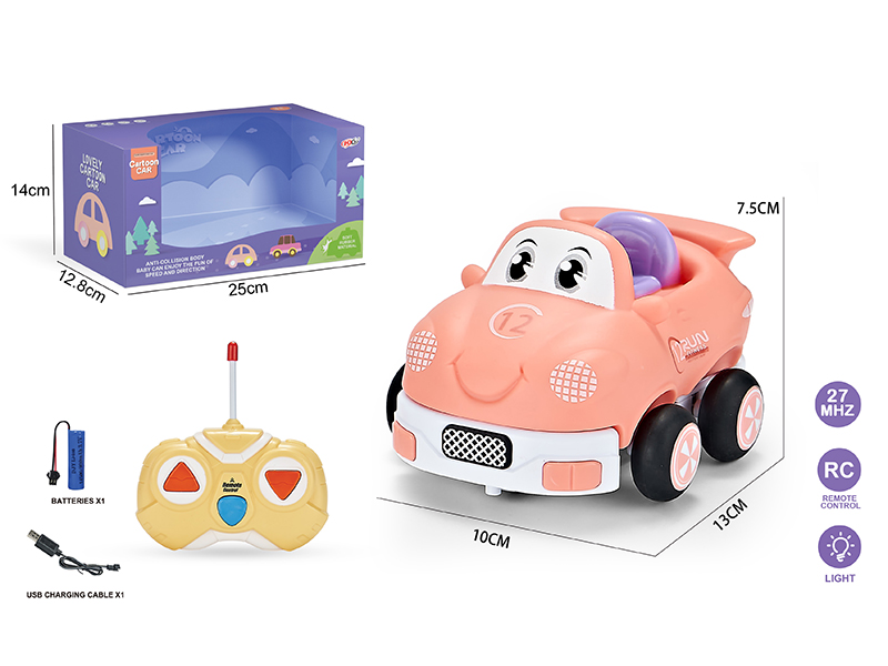 27Mhz 2-Channel Remote Control Vinyl Race Car (With Lights)Included Battery