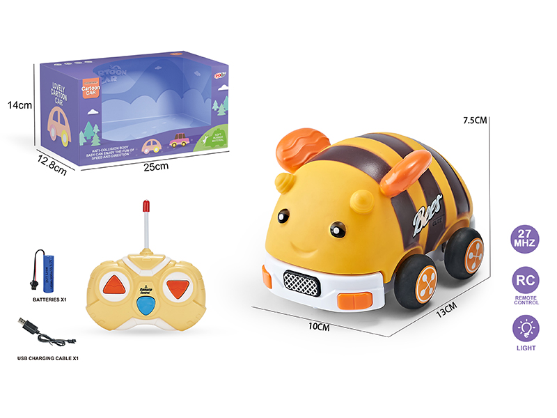 27Mhz 2-Channel Remote Control Vinyl Bee Car (With Lights)Included Battery
