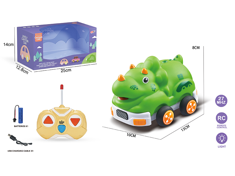 27Mhz 2-Channel Remote Control Vinyl Trichosaurus Dinosaur Car(With Lights)Included Battery