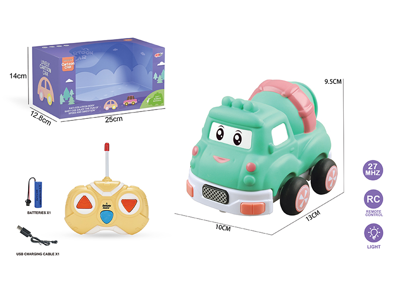 27Mhz 2-Channel Remote Control Vinyl Concrete Mixer(With Lights)Included Battery