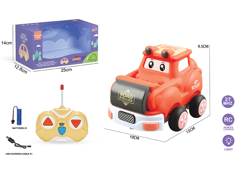 27Mhz 2-Channel Remote Control Vinyl Road Roller(With Lights)Included Battery