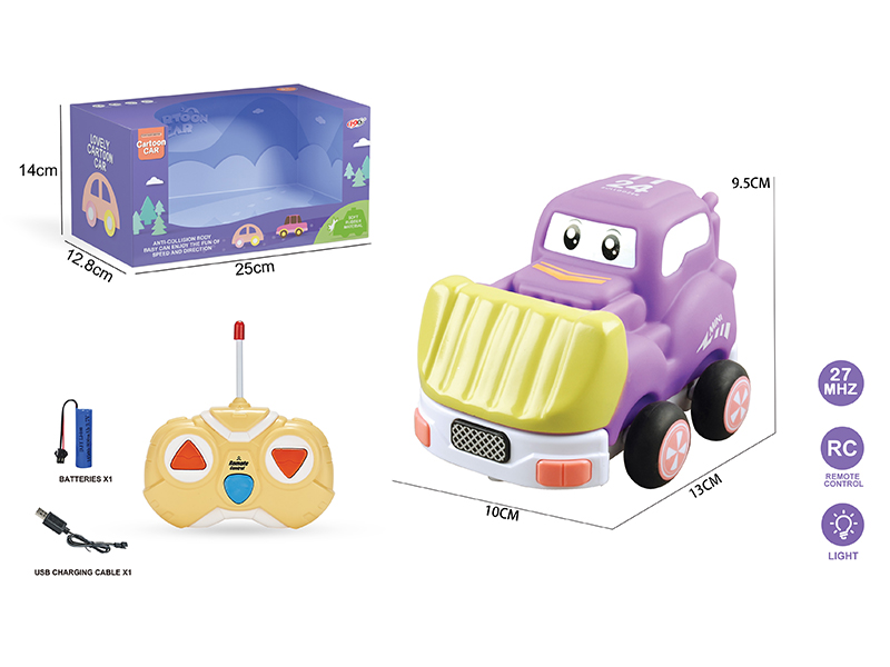 27Mhz 2-Channel Remote Control Vinyl Bulldozer(With Lights)Included Battery