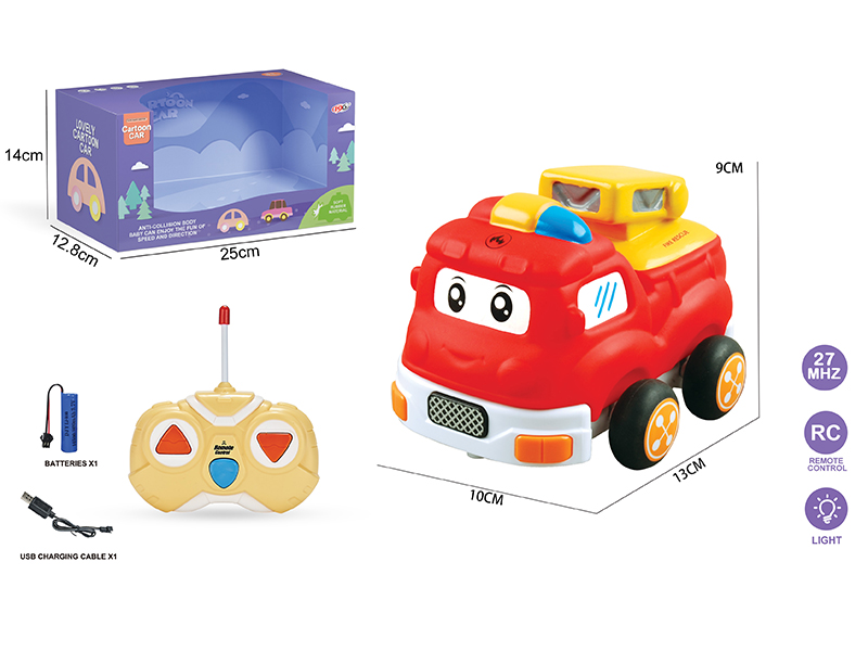 27Mhz 2-Channel Remote Control Vinyl Fire Engine(With Lights)Included Battery
