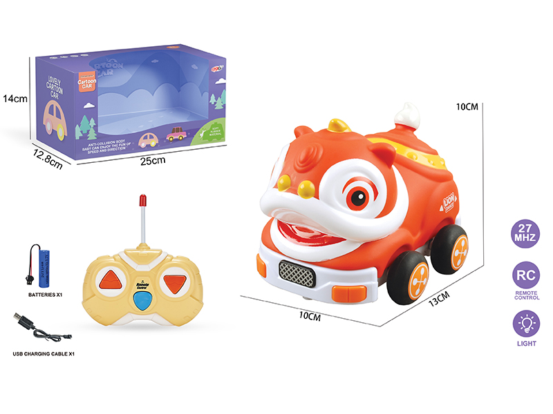 27Mhz 2-Channel Remote Control Vinyl Lion Dance Cartoon Car (With Lights)Included Battery