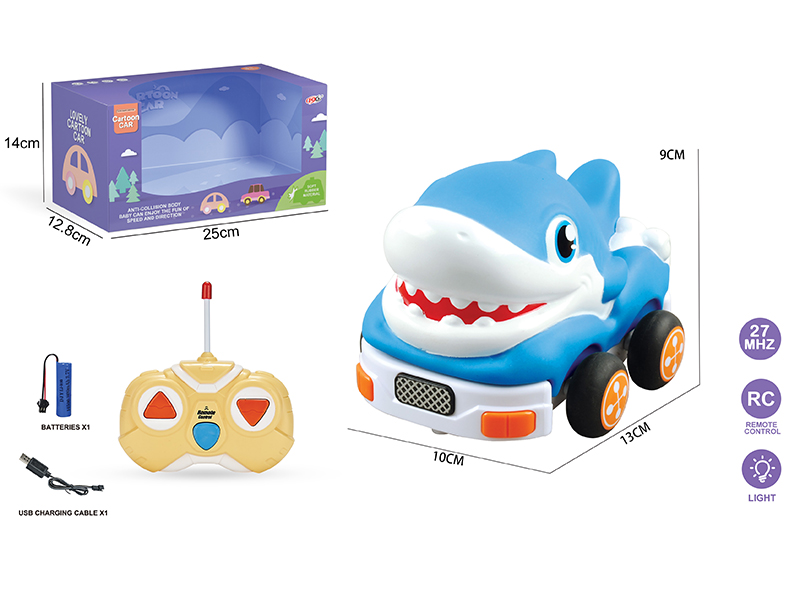 27Mhz 2-Channel Remote Control Vinyl Shark Cartoon Car (With Lights)Included Battery