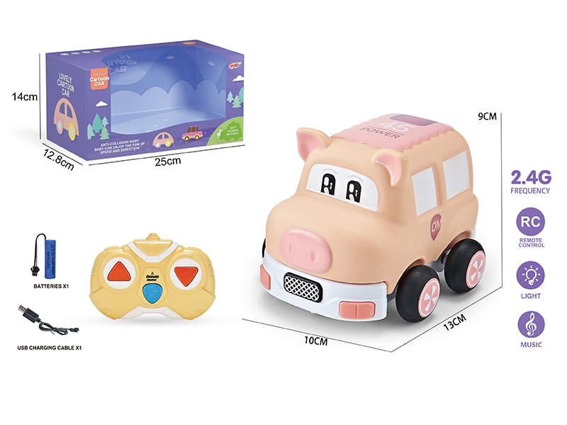 2.4G 3-Channel Remote Control Vinyl Pig Car (With Lights And Music)Included Battery