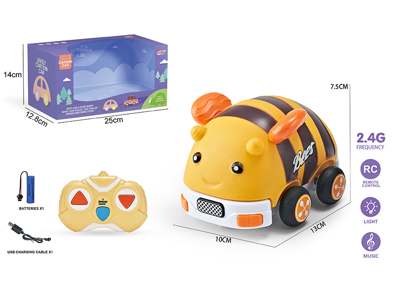 2.4G 3-Channel Remote Control Vinyl Bee Cartoon Car (With Lights And Music)Included Battery