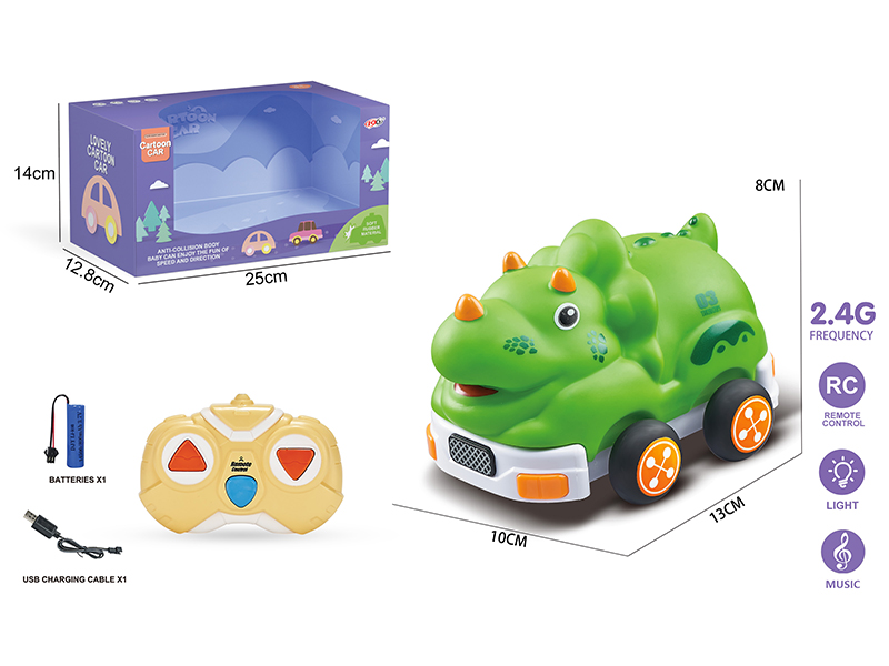 2.4G 3-Channel Remote Control Vinyl Trichosaurus Dinosaur Car(With Lights And Music)Included Battery