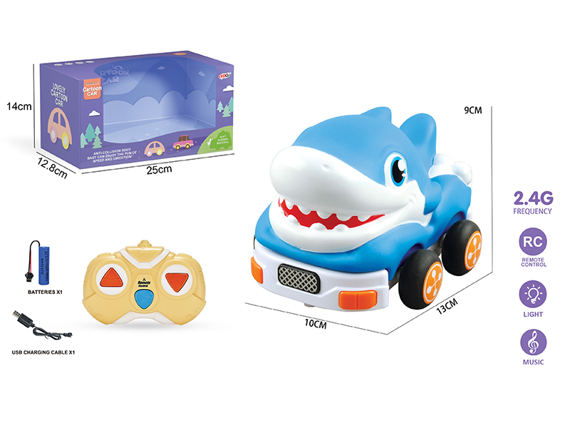 2.4G 3-Channel Remote Control Vinyl Shark Cartoon Car (With Lights And Music)Included Battery