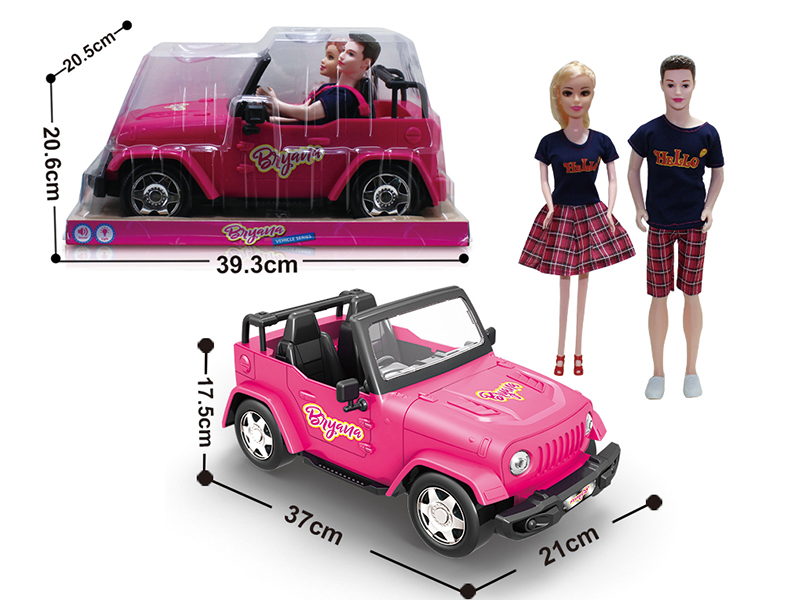 Slide Jeep Truck With Couple Doll(Lights,Music)