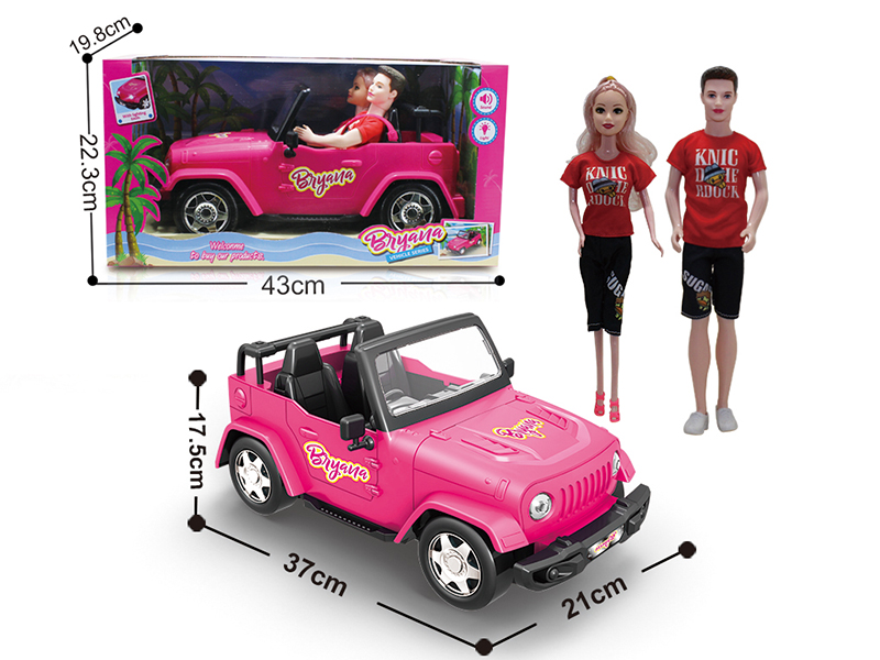 Slide Jeep Truck With Couple Doll(Lights,Music)