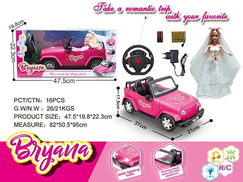 1:12 Remote Control Jeep Truck With Wedding Dress Doll