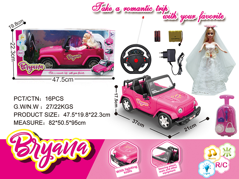 1:12 Remote Control Jeep Truck With Wedding Dress Doll