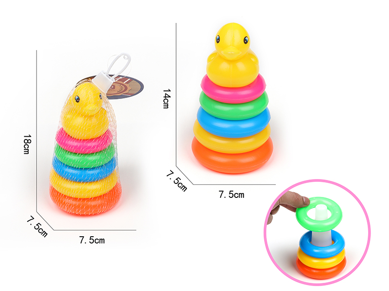 5-Layer Rainbow Tower Stacking Rings Toys(Duck)