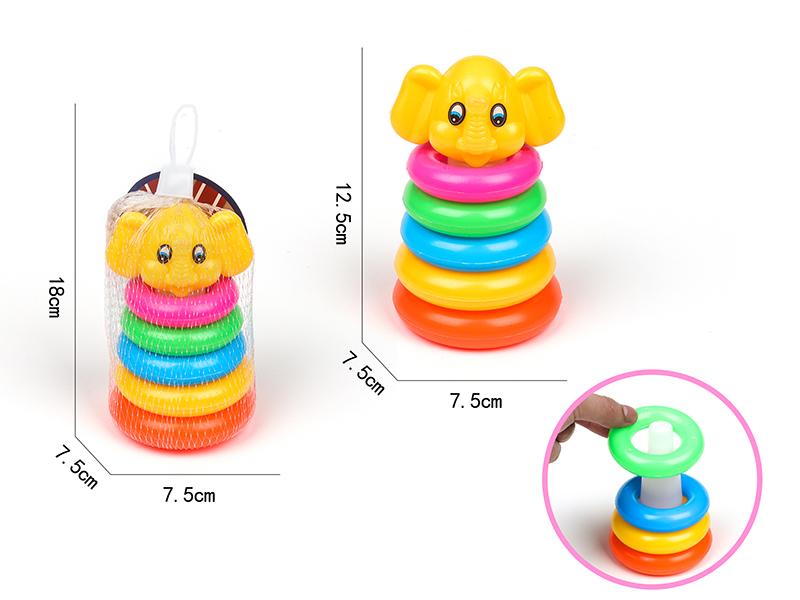 5-Layer Rainbow Tower Stacking Rings Toys(Elephant)