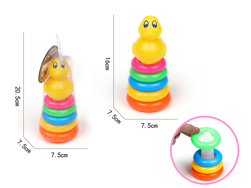 5-Layer Rainbow Tower Stacking Rings Toys(Duck)